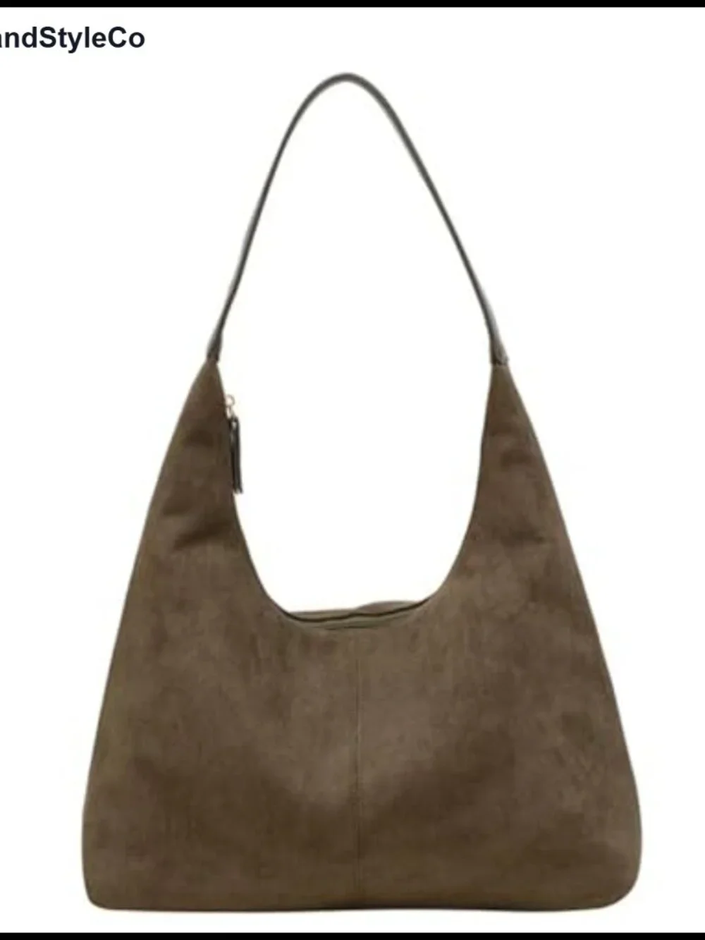 Slouchy Suede Hobo Shoulder Bag for Women with Zipper, Work Travel Purse